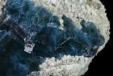 Cubic, Blue-Green Fluorite Crystals on Quartz - China #141796-2